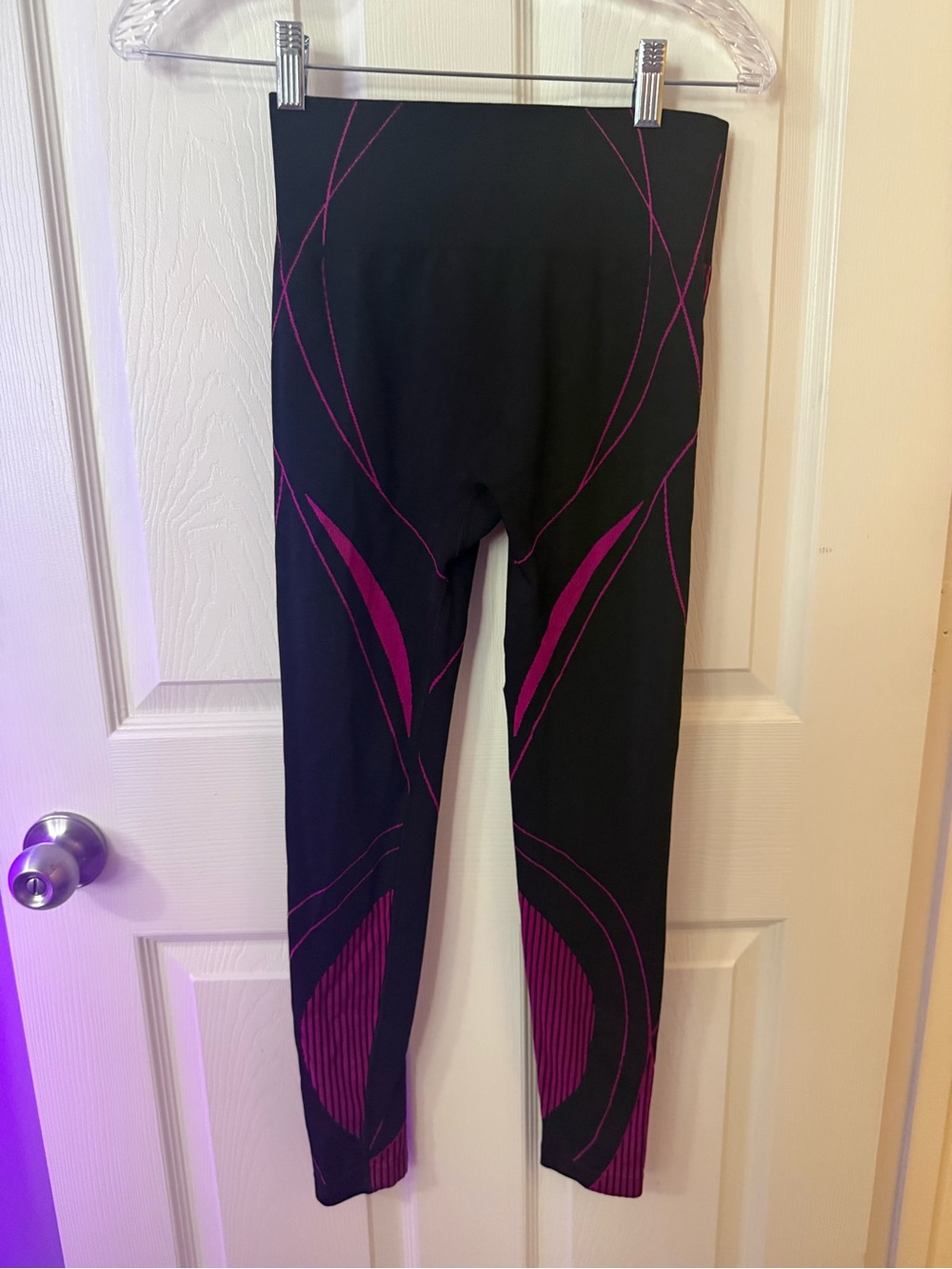 Black Leggings with Pink Graphic Accents